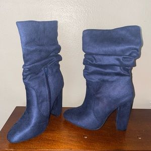 Blue suede boots
